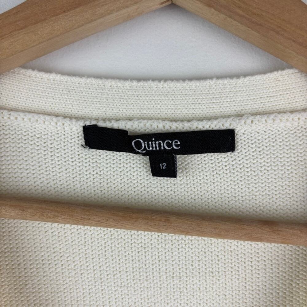 QUINCE‎ Organic Cotton Cardigan – Cream V-Neck Oversized – 12- Back to School - Picture 4 of 7